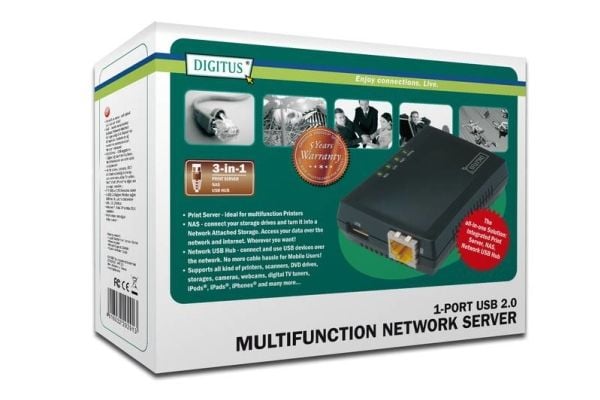 DIGITUS Multifunction Network Server DN-13020 - Enhetsserver - 100Mb LAN, USB 2.0