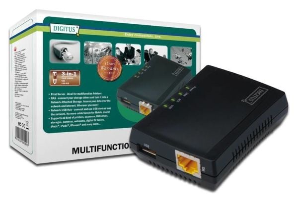 DIGITUS Multifunction Network Server DN-13020 - Enhetsserver - 100Mb LAN, USB 2.0