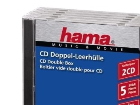 Hama CD Double Jewel Case Standard - CD-cover - kapasitet: 2 CD - gjennomsiktig (en pakke 5)
