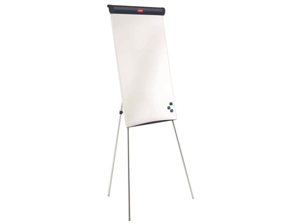 Nobo Impression Pro Flippoverstativ Tripod. Magnetisk, lakkert overflate. Retail, Frittstående, Portrett, Stål, Sølv, Hvit, 105 cm, 184 cm