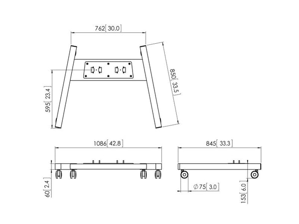 Vogel's PFT 8530 - Komponenter til montering (vognramme) - for fladt panel - sort