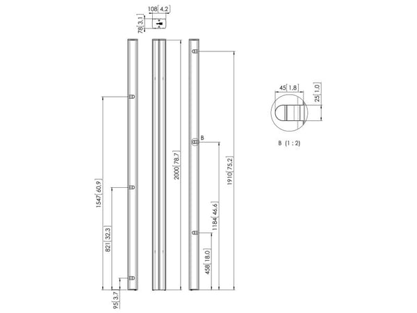 Vogel's PUC 2720 - Monteringskomponent (stang) - for LCD-skjerm - aluminium - sølv - takmonterbar