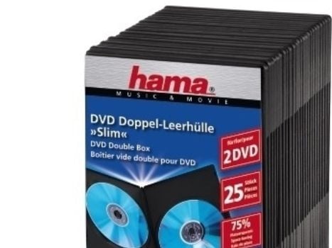Hama DVD Slim Double-Box - Lagrings-DVD smal jewel case - kapasitet: 2 DVD - svart (en pakke 25)