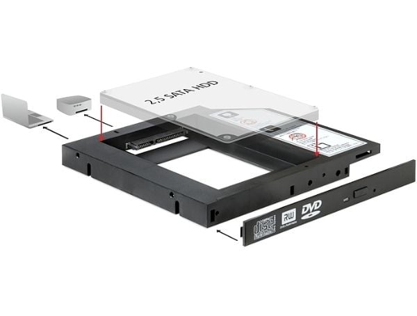Delock - Uttagbar harddiskramme - 2.5" - fra 5,25" Slim Line til 2,5"