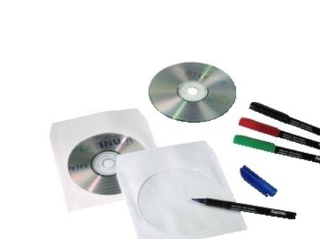 Hama CD-ROM Paper Sleeves - CD-lomme - kapasitet: 1 CD - hvit (en pakke 50)