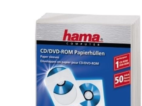 Hama CD-ROM Paper Sleeves - CD-lomme - kapasitet: 1 CD - hvit (en pakke 50)