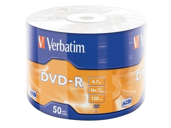 Verbatim - 50 x DVD-R - 4.7 GB (120 min) 16x - matt sølv - spindel