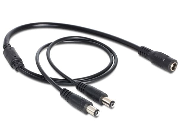 Delock - Strøm-splitter - DC jackstik 5,5 x 2,1 mm (han) til DC jackstik 5,5 x 2,1 mm (hun) - 50 cm