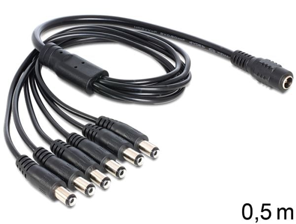 Delock - Strøm-splitter - DC jackstik 5,5 x 2,1 mm (han) til DC jackstik 5,5 x 2,1 mm (hun) - 50 cm
