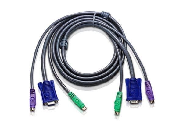 ATEN 2L-5005P/C - Tastatur / video / musekabel (KVM) - PS/2, HD-15 (VGA) (hann) til PS/2, HD-15 (VGA) - 5 m - for ATEN CS-142; MasterView CS-124, 8...