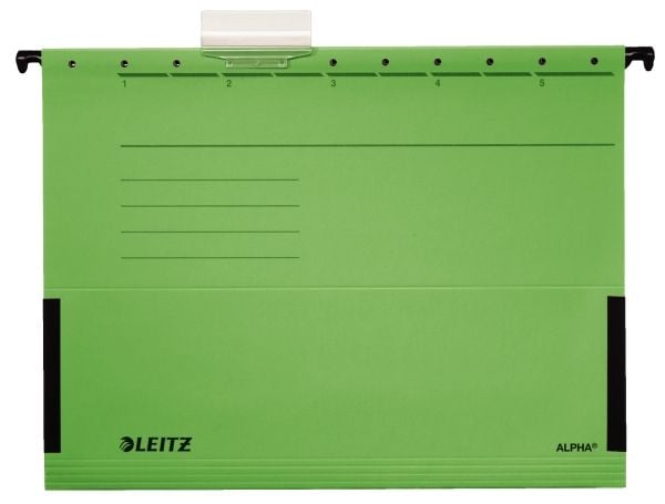 Leitz ALPHA - Hengefil - V-sokkel - for A4 (210 x 297 mm) - med fliker - grønn