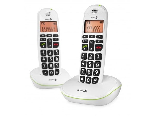 DORO PhoneEasy 100W Duo - Trådlös telefon med nummerpresentation - DECT\GAP - vit + 1 extra handuppsättning