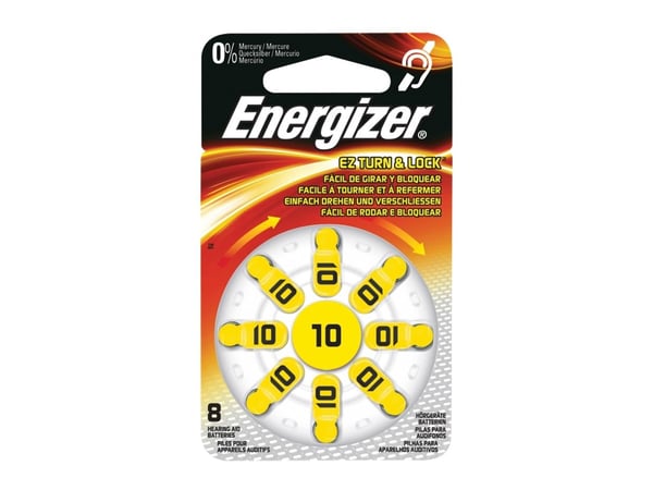 Energizer Høreapparat 10 Zinc Air 8 Pack - Batteri 8 x PR70 - Sink-luft - 91 mAh