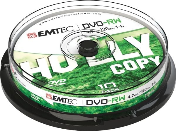 EMTEC - 10 x DVD-RW - 4.7 GB (120 min) 1x - 4x - silver - spindel