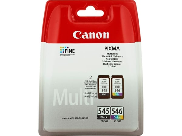 Canon PG-545 / CL-546 Multipack - 2-pack - 8 ml - svart, farge (cyan, magenta, gul) - original - blekkpatron - for PIXMA TR4551, TR4650, TR4651, TS...