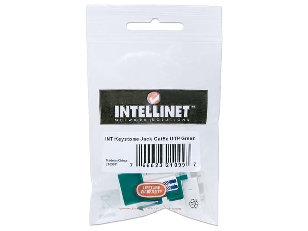 Intellinet 210997, Litteä, vihreä, RJ-45, uros, 22/26, Cat5e