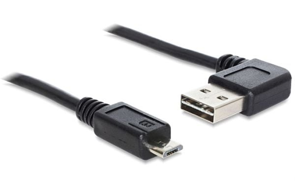 Delock EASY-USB - USB-kabel - Micro-USB type B (hann) til USB (hann) - 1 m - 90° kontakt - svart