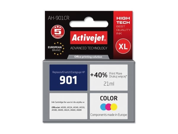 Activejet AH-901CR muste (korvaava HP 901 CC656AE; Premium; 21 ml; väri)