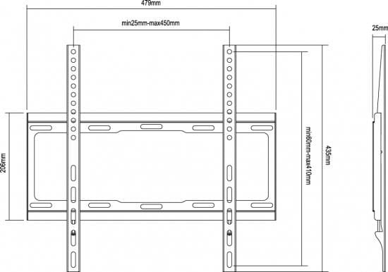 Equip 650310, 81,3 cm (32"), 139,7 cm (55"), 200 x 200 mm, 400 x 400 mm, Terästä, Musta