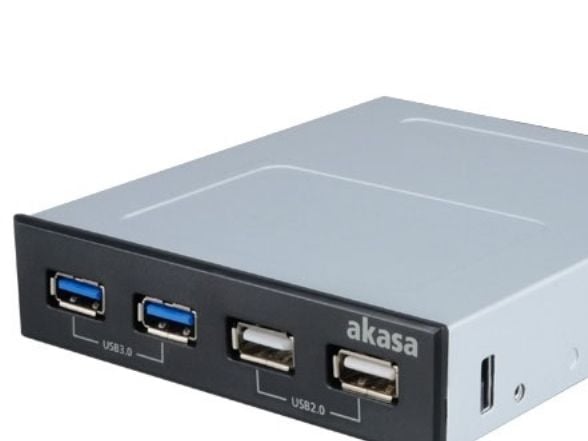 Akasa 4 porte USB 3.0-, USB 2.0-front-indstikstiksenhed-hub Sort