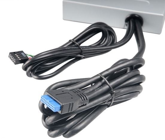 Akasa 4 porte USB 3.0-, USB 2.0-front-indstikstiksenhed-hub Sort