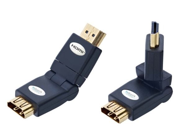 in-akustik Premium HDMI Angle Adapter 360 - HDMI-sovitin - HDMI han til HDMI hun - sort - 180° roterende stikforbindelse