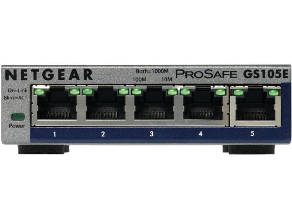NETGEAR Plus GS105Ev2 - Switch - Styrt - 5 x 10/100/1000 - stasjonær
