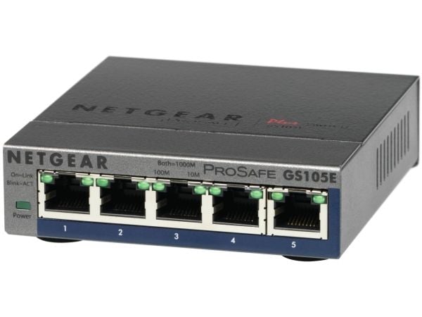 NETGEAR Plus GS105Ev2 - Switch - Styrt - 5 x 10/100/1000 - stasjonær