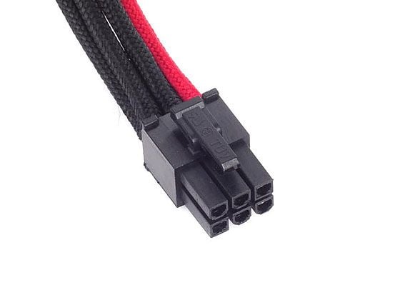 SilverStone PP07 - Strømforlengelseskabel - 6-pins PCIe-strøm (hunn) til 6-pins PCIe-strøm (hann) - 25 cm - sort / rød