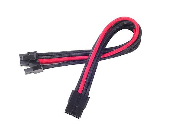 SilverStone PP07 - Förlängningskabel för ström - 8-stifts PCIe-ström (6+2) (hane) till 8-stifts PCIe-ström (hona) - 25 cm - svart / röd