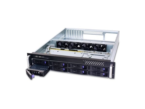 FANTEC SRC-2080X07 - Rackmonterbar 2U - SSI CEB - SATA/SAS - hot-swap - svart anodisert aluminium, sølvanodisert aluminium - USB