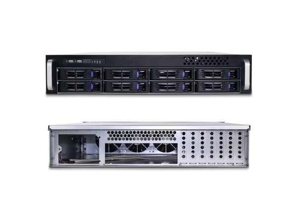 FANTEC SRC-2080X07 - Rackmonterbar 2U - SSI CEB - SATA/SAS - hot-swap - svart anodisert aluminium, sølvanodisert aluminium - USB