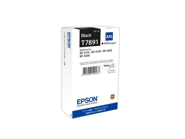 Epson T7891 - 65.1 ml - XXL-størrelse - svart - original - skriverpatron - for WorkForce Pro WF-5110DW, WF-5190DW, WF-5190DW BAM, WF-5620DWF, WF-56...