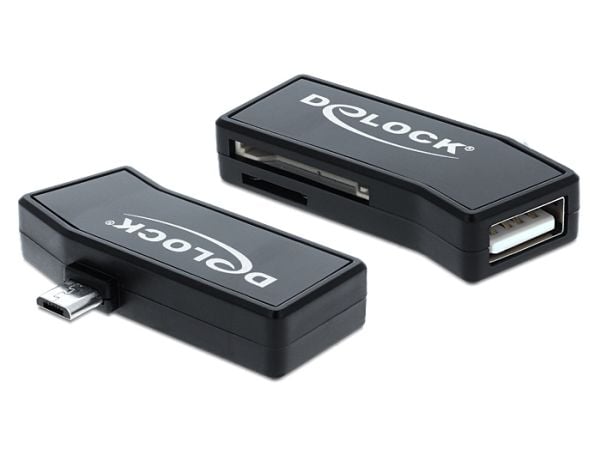 Delock Micro USB OTG Card Reader + 1 x USB port - Kortleser (MMC, SD, microSD, SDHC, microSDHC, SDXC, microSDXC) - USB