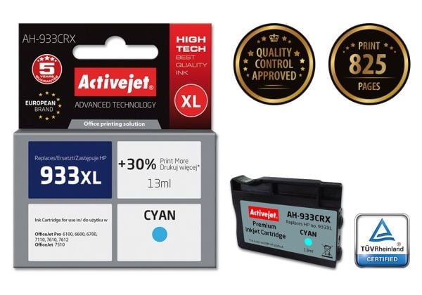 Activejet AH-933CRX, Compatible, Cyan, HP, HP Officejet Pro: 6100, 6600, 6700, 7110, 7610, 7612., 1 styck, Bläckstråleutskrift