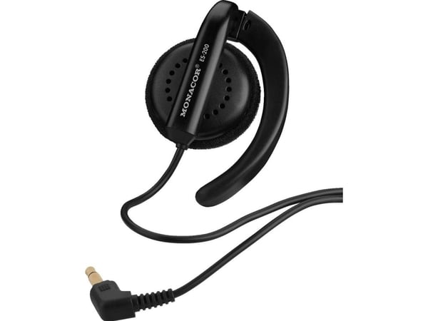 Monacor ES-200, Kuulokkeet, Ear-hook, Musta, 1 m, Langallinen, Korvanpäällis Monacor ES-200, Kuulokkeet, Ear-hook, Musta, 1 m, Langallinen, Korvanpäällis