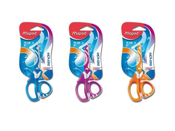 Maped Zenoa Fit, Figur snitt, Sett, Blå, Oransje, Rosa, Rustfritt stål, Kontor saks, Høyrehendt