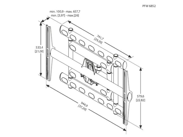 Vogel's PFW 6852 - Monteringssats (helt ledad utsvängbar montering) - för platt panel - svart - skärmstorlek: 37"-68" - väggmonterbar