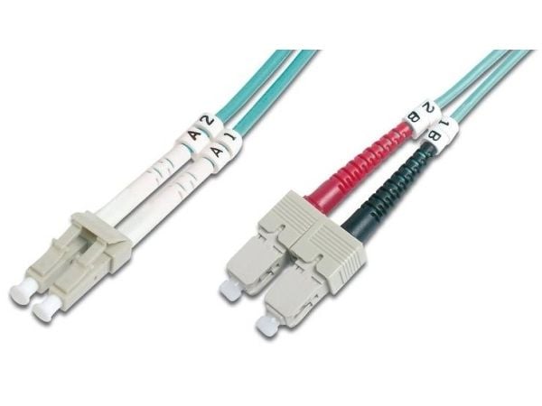 DIGITUS Professional - Koblingskabel - SC flermodus (hann) til LC multimodus (hann) - 2 m - fiberoptisk - dupleks - 50 / 125 mikroner - OM4 - halog...