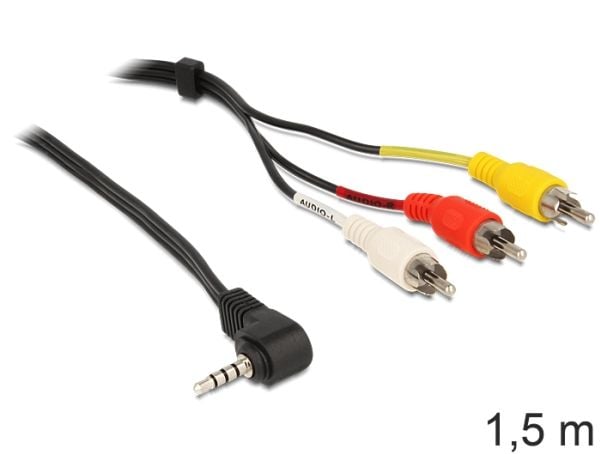 DeLOCK 84504, 1,5 m, 3.5mm, 3 x RCA, Musta, Uros/naaras, 1 kpl