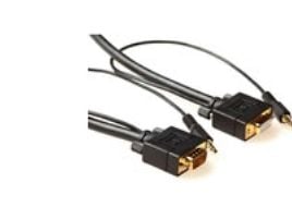MicroConnect - VGA / audio-forlængerkabel - HD-15 (VGA), ministik (han) til HD-15 (VGA), ministik - 5 m - tommelskruer