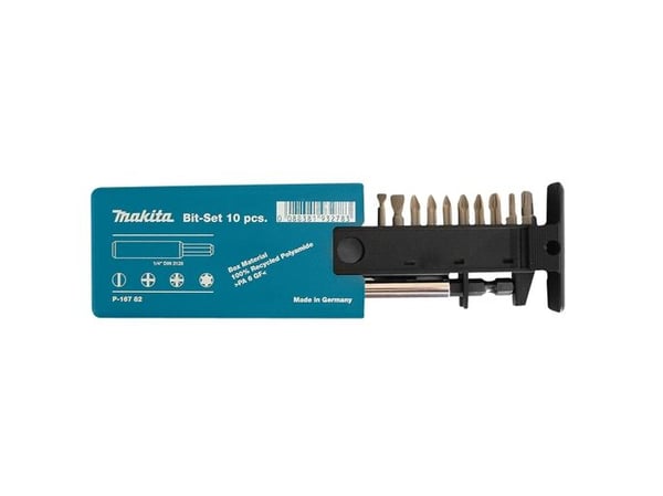 Makita - Spissett for skrutrekker - 10 deler - pozidriv, phillips, torx, slot - PH2, PZ1, PZ2, PZ3, T15, T25, SL4.5, SL5.5 - for Makita DHP482RTJ