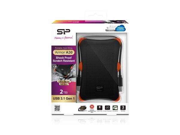 SILICON POWER Armor A30 - Harddisk - 2 TB - ekstern (bærbar) - 2.5" - USB 3.0 - svart