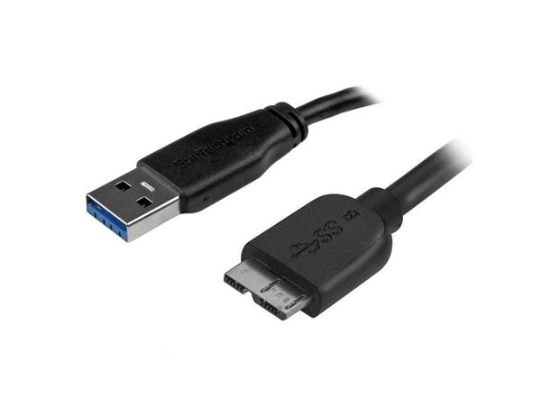 StarTech 0.5m 20in Slim USB 3.0 A to Micro B Cable M/M - Mobile Charge Sync USB 3.0 Micro B Cable for Smartphones and Tablets (USB3AUB50CMS) - USB-...