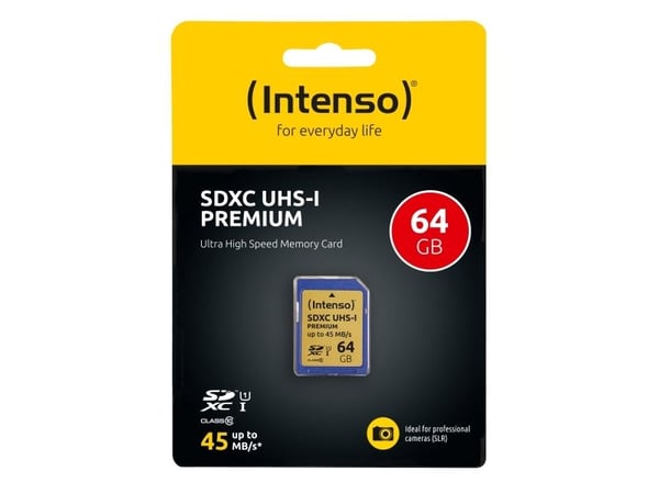 Intenso Premium - Flashminnekort - 64 GB - UHS Class 1 / Class10 - SDXC UHS-I