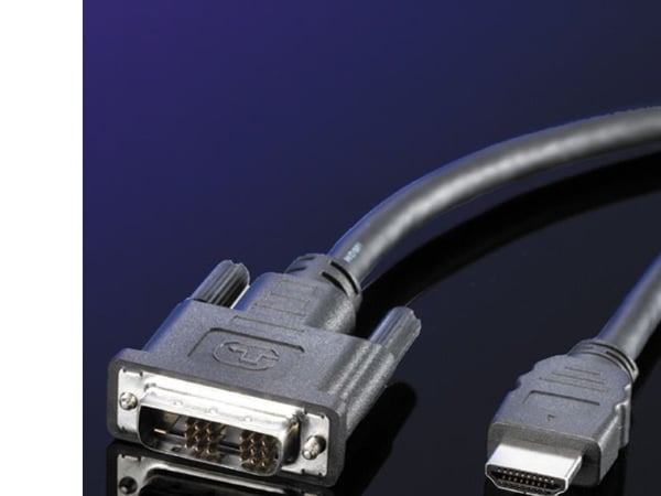 ROLINE 11.04.5519, 1 m, DVI-D, HDMI, Hankjønn, Hankjønn, Sort