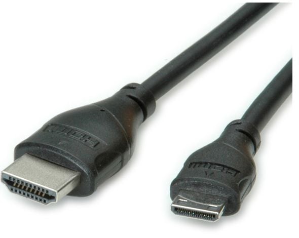 ROLINE 11.04.5568, 0,8 m, HDMI Type A (Standard), HDMI Type C (Mini), 1920 x 1080 piksler, Svart