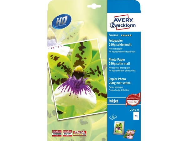 Avery Zweckform Premium Inkjet A4 250g - A4 - Satin Matt (2559-20)