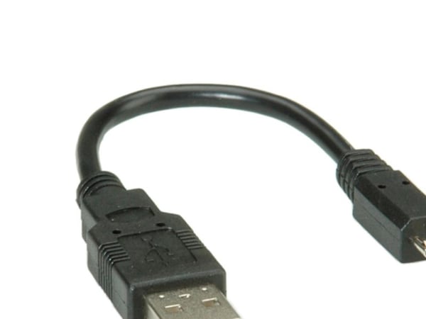 ROLINE 11.02.8310, 0,15 m, Micro-USB B, USB A, USB 2.0, Hankjønn/hankjønn, Sort