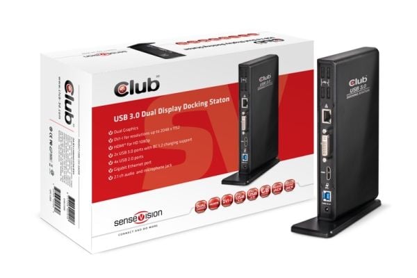 Club 3D SenseVision USB 3.0 Dual Display Docking Station - Dokkingstasjon - USB - DVI, HDMI
